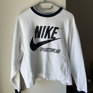 Nike White and Black Crew Neck Sweater